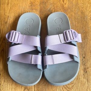 Chaco Light Purple and Gray Chillos Slide Sandals Sz 7
